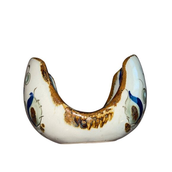 Ken Edwards Vintage Candle Holder Tonala Pottery Bird Hand Painted U Shape - Picture 2 of 6